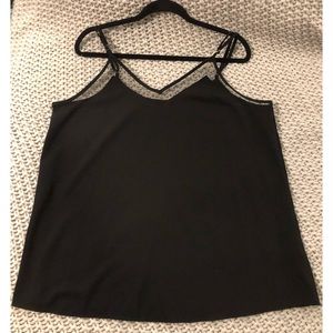 Black tank top with mesh/lace trim